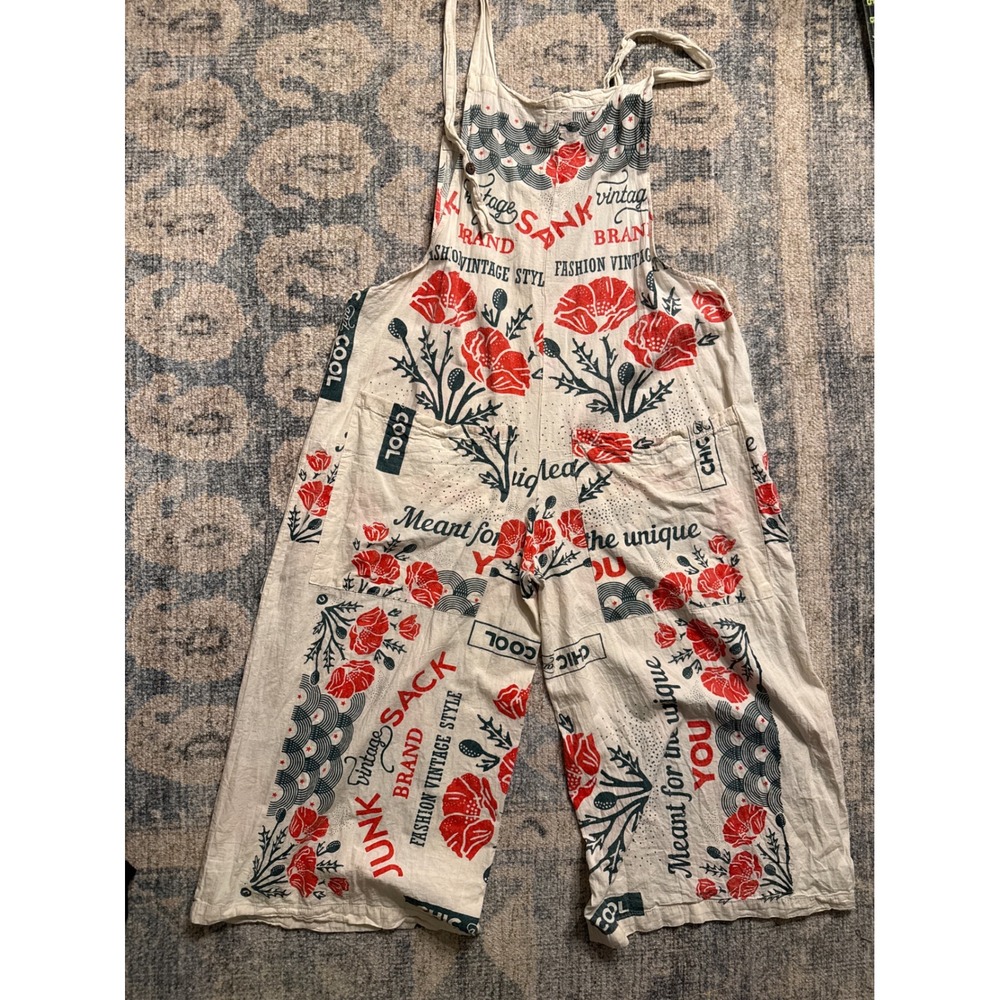 Poppy Garden Vintage Sack Organic Cotton Overalls XL Excellent Condition - Picture 4 of 4